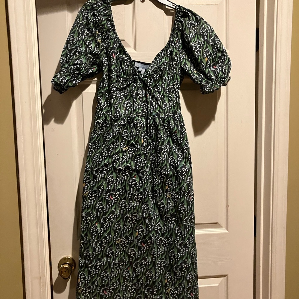 Hill House Elegant Green Floral Dress